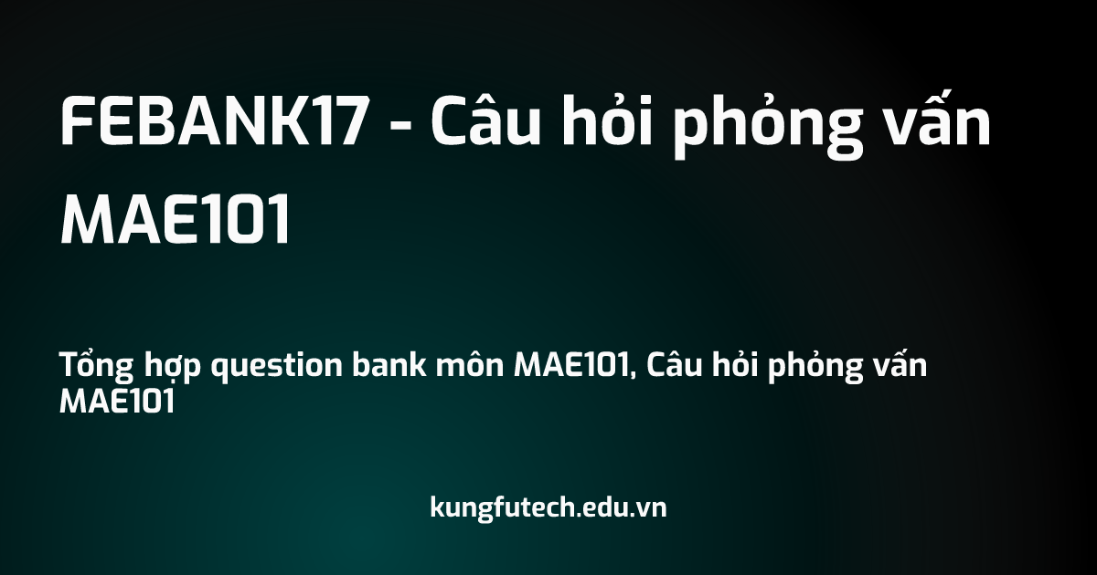 FEBANK17 - Câu hỏi phỏng vấn MAE101
